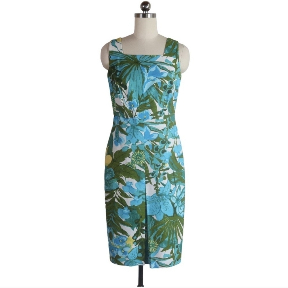 NEW Talbots White and Blue Sheath Dress Sleeveless Resort Wear sise 10p